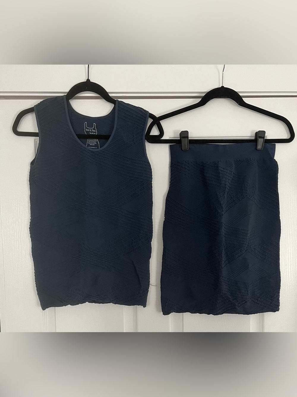 Tees by Tina Navy Textured Tank Top and Skirt